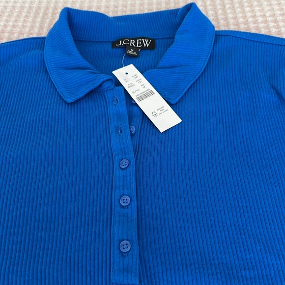 NWT J CREW  Cobalt Blue Ribbed Tee - Picture 2 of 5